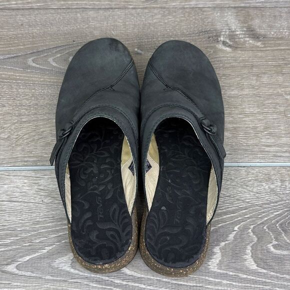 Teva Ventura Women’s Sz 6.5 Black Nubuck Slip-On Strap Comfort Loafer Mule Clog - Picture 5 of 12